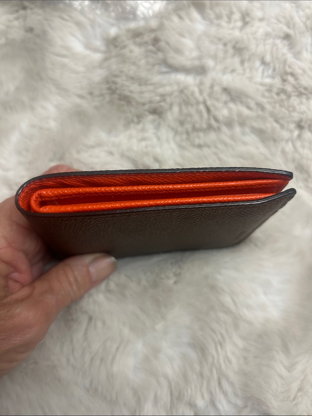 Bally brown and orange pebbled leather bifold wallet NWOT Retails $350-$480 - Picture 3 of 15